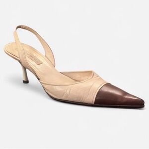 Vintage Enrico Antinori Two-Tone Cap Toe Slingback Pumps